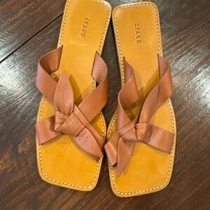 STAUD Lei knotted Women's Brown Leather Sandals